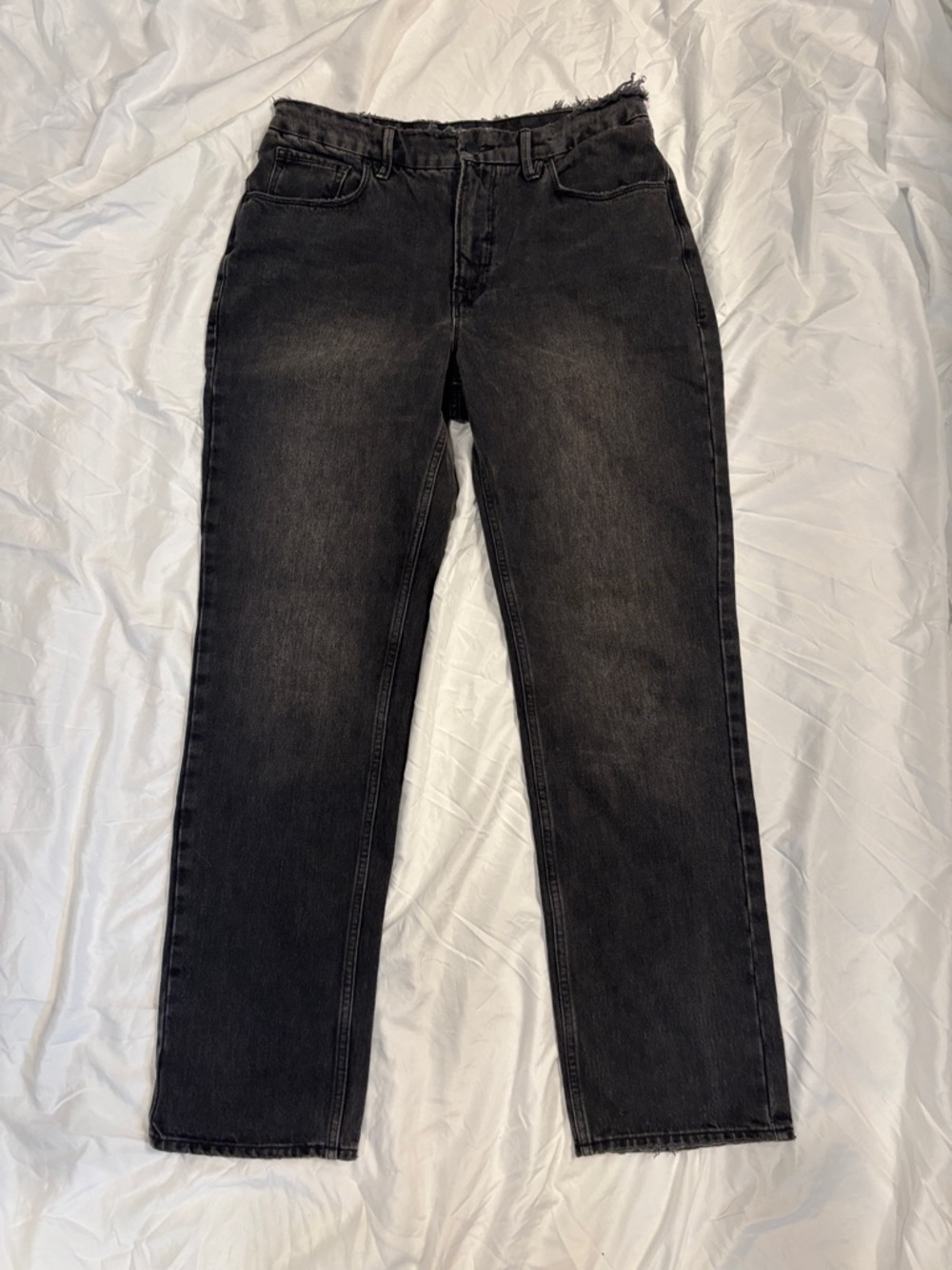 Good American Washed Black High-Rise Straight Leg Jeans